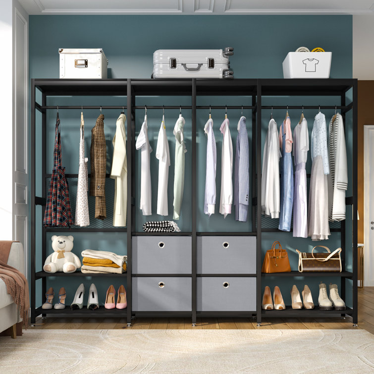 Rebrilliant Freestanding Closet Organizer With Shelves, Open Wardrobe
